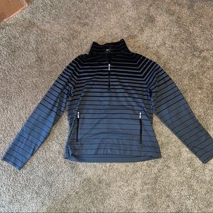 Nike Golf Dri Fit 1/4 Zip Pullover Sweater Womens Medium Grey Black Striped